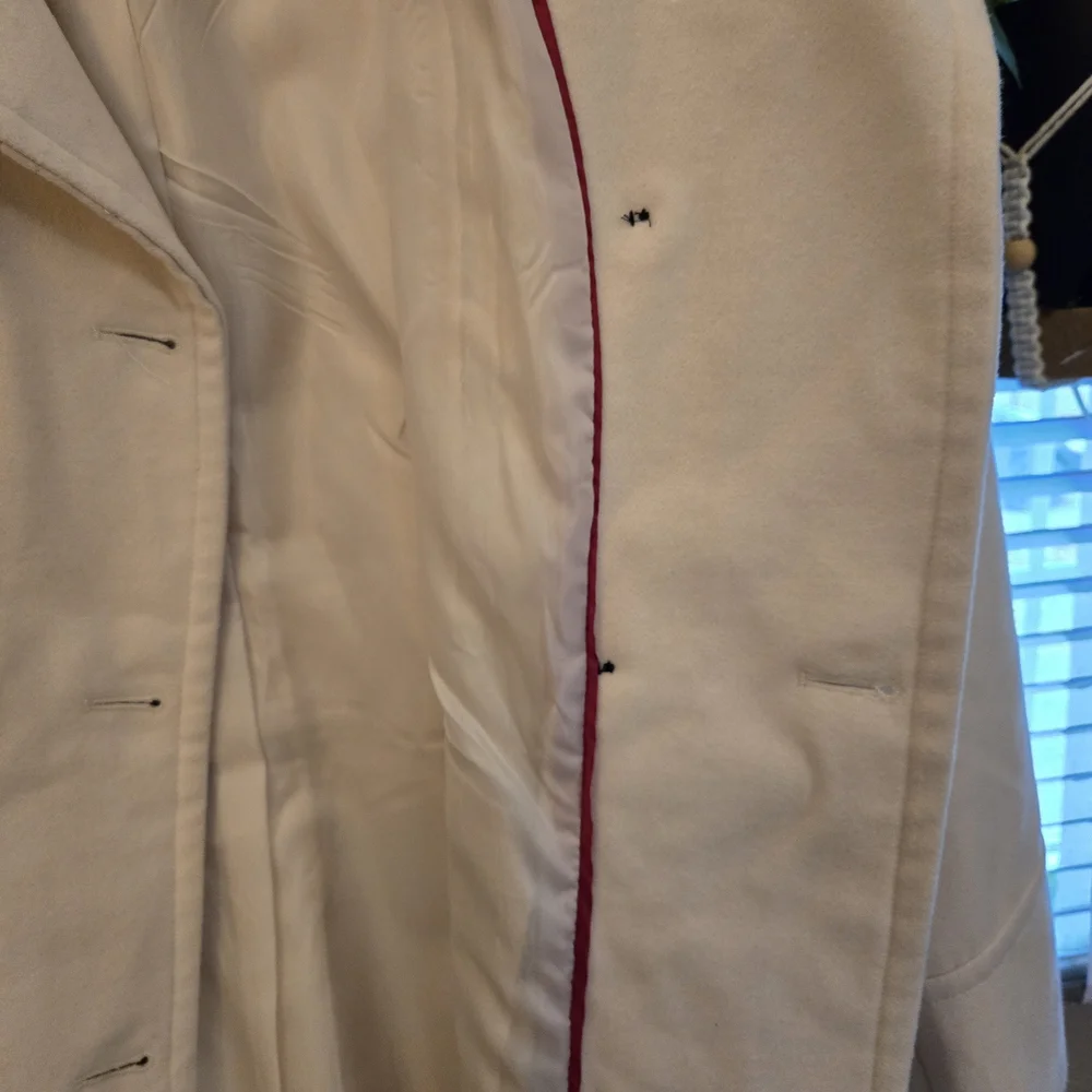 Womens Cream Pea Coat Ashley Stewart Coat Size 14/16 Casual Dress Classic Soft - Picture 6 of 13